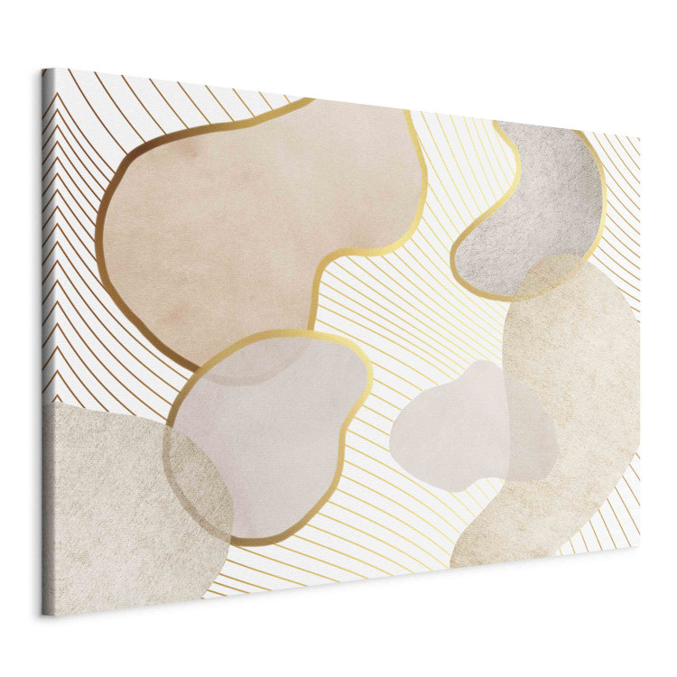 Canvas Print Intriguing Shapes - Composition of Watercolor Forms in Beige Shade 151281 additionalImage 2