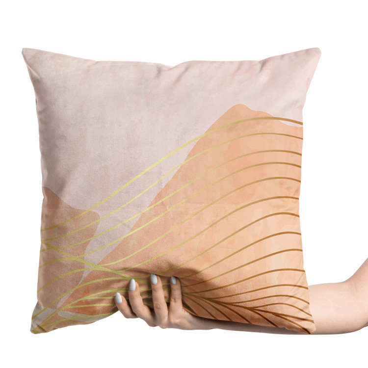 Decorative Velor Pillow Orange Hill - Abstract Composition on a Pink Background 151381 additionalImage 3