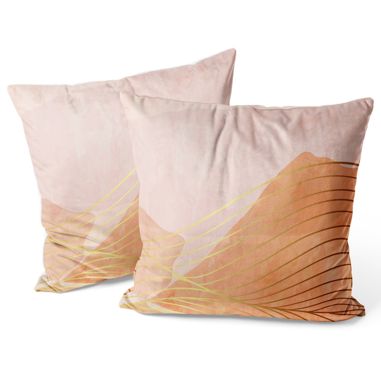 Decorative Velor Pillow Orange Hill - Abstract Composition on a Pink Background 151381 additionalImage 2