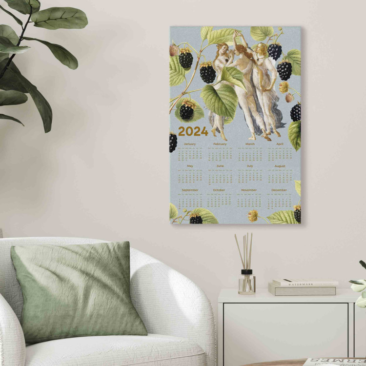 Canvas Art Print Calendar 2024 - Three Graces on a Background Collage With Botanical Illustration 151881 additionalImage 9