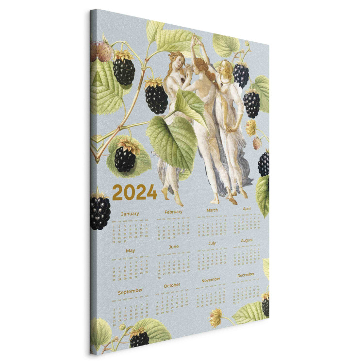 Canvas Art Print Calendar 2024 - Three Graces on a Background Collage With Botanical Illustration 151881 additionalImage 2