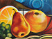 Canvas Print Nature with Fruits (1-piece) - pears and wine on a blue background 46681 additionalThumb 2