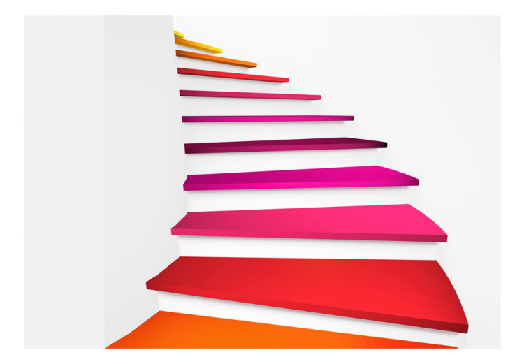 Photo Wallpaper 3D Illusion - abstraction in a white space with colorful stairs 59781 additionalImage 1