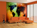 Photo Wallpaper Colourful Oceans - Colourful World Map with Black Continents 59981