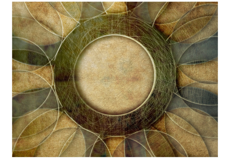 Photo Wallpaper Vintage Greenery - Retro-style flower with brown-colored circles 61081 additionalImage 1
