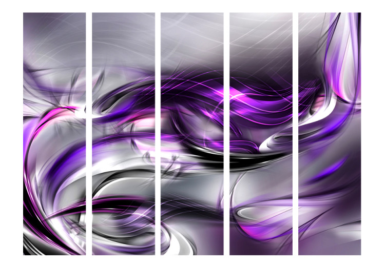 Room Divider Purple Swirls II - abstract swirl of purple and gray waves 95381 additionalImage 3