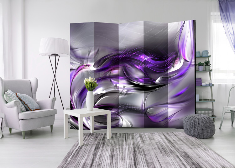 Room Divider Purple Swirls II - abstract swirl of purple and gray waves 95381 additionalImage 4