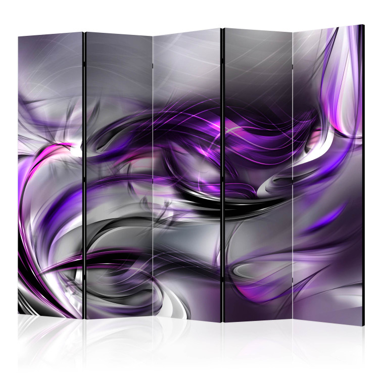 Room Divider Purple Swirls II - abstract swirl of purple and gray waves 95381