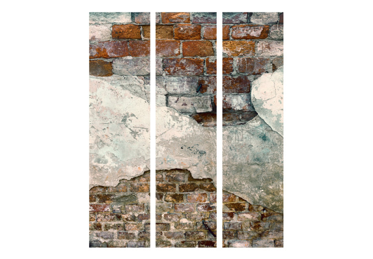 Folding Screen Crumbled Walls - architectural texture of urban brick and concrete 95481 additionalImage 3