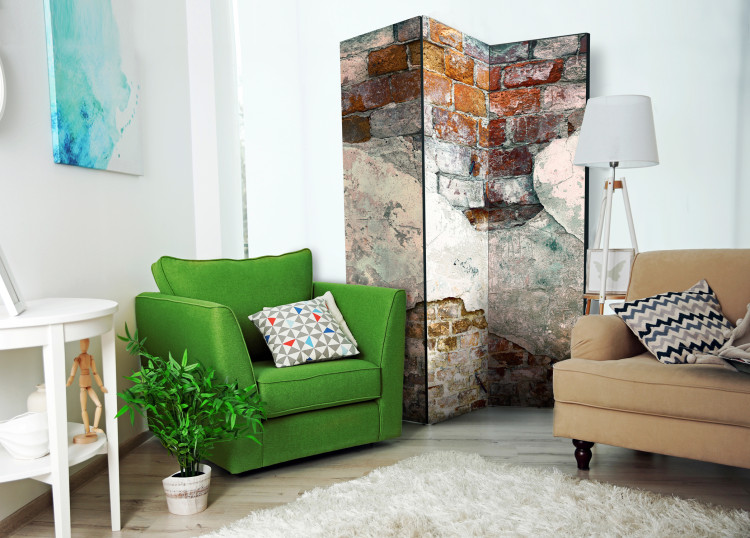 Folding Screen Crumbled Walls - architectural texture of urban brick and concrete 95481 additionalImage 4