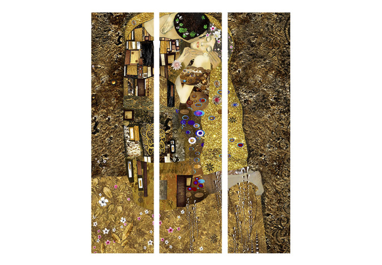 Folding Screen Golden Kiss - artistic couple silhouettes in the motif of Gustav Klimt 95681 additionalImage 3