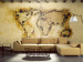 Photo Wallpaper World map - continents in gold with vintage style compass 97081
