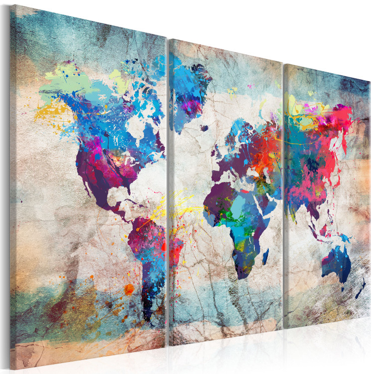 Canvas Maps: Colorful Frenzy - Artistic Continents on World Map 97481 additionalImage 2