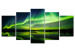 Canvas Art Print Night Glow (5-piece) - Sky with Green Aurora over Calm Sea 105191