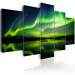 Canvas Art Print Night Glow (5-piece) - Sky with Green Aurora over Calm Sea 105191 additionalThumb 2