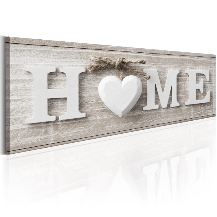 Canvas Print Typography on Wood (1-piece) - White Home and Heart Text on Wooden Background 106191 additionalImage 2