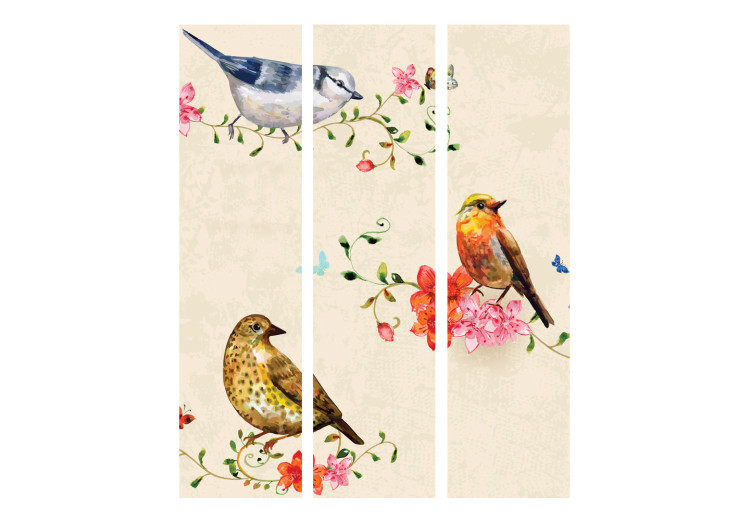 Room Divider Birdsong - animals on colorful plants on a light beige background 107591 additionalImage 3