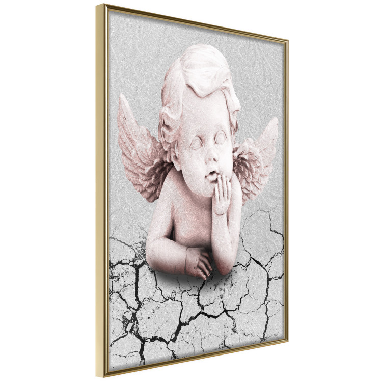 Wall Poster Angel - light pink figurine of a boy leaning on gray cracked earth 116791 additionalImage 12