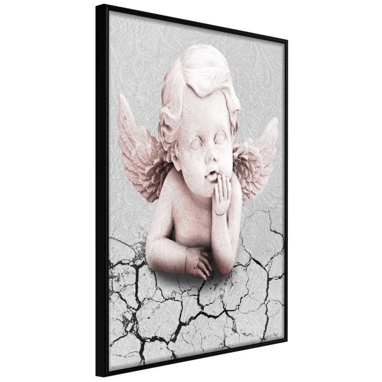 Wall Poster Angel - light pink figurine of a boy leaning on gray cracked earth 116791 additionalImage 12