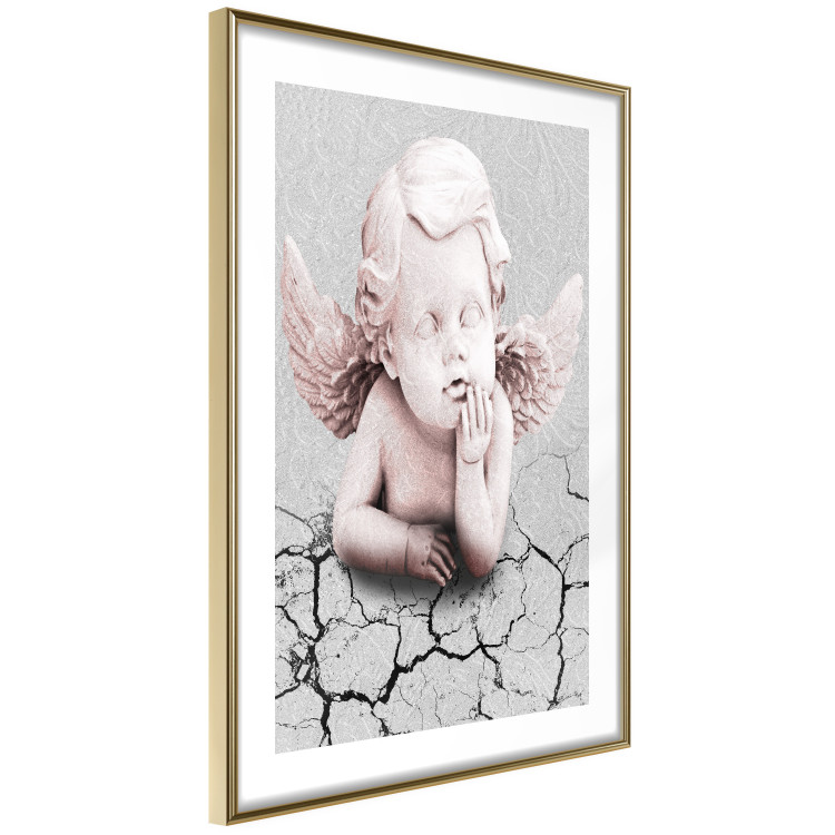 Wall Poster Angel - light pink figurine of a boy leaning on gray cracked earth 116791 additionalImage 8