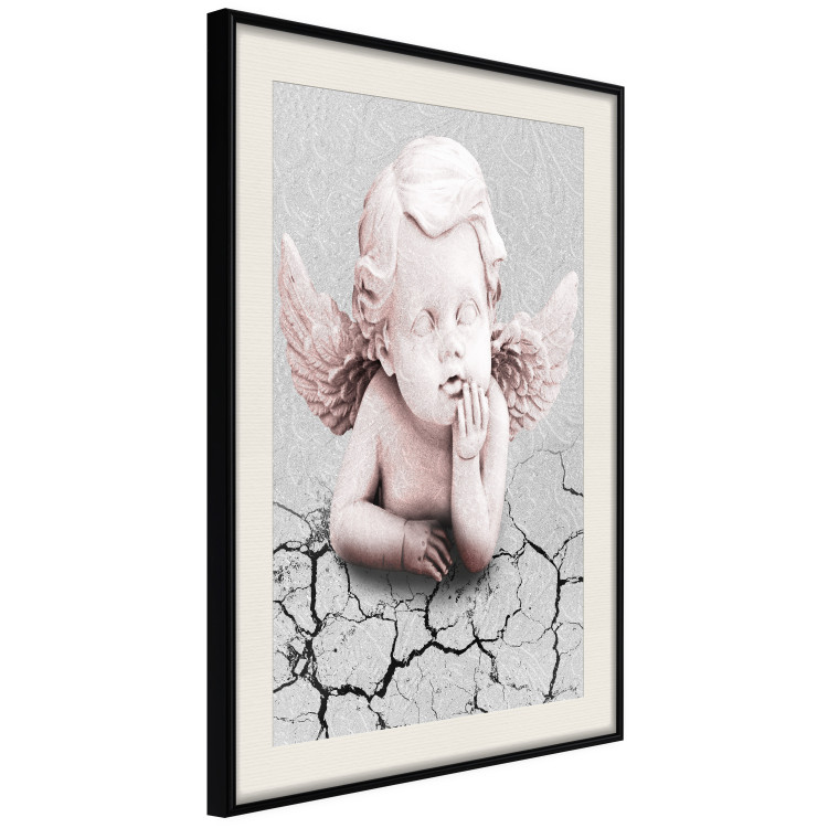 Wall Poster Angel - light pink figurine of a boy leaning on gray cracked earth 116791 additionalImage 3