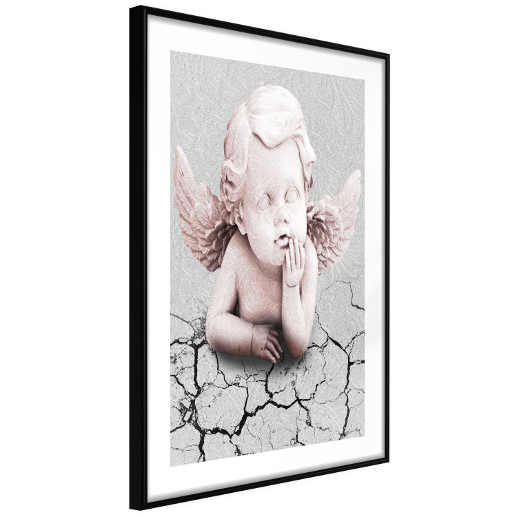 Wall Poster Angel - light pink figurine of a boy leaning on gray cracked earth 116791 additionalImage 11
