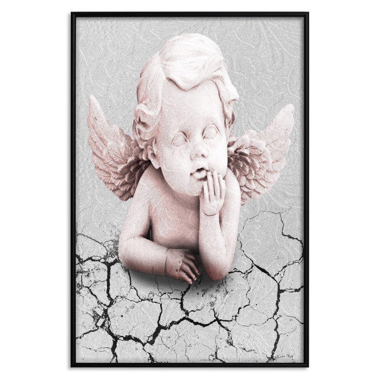 Wall Poster Angel - light pink figurine of a boy leaning on gray cracked earth 116791 additionalImage 19