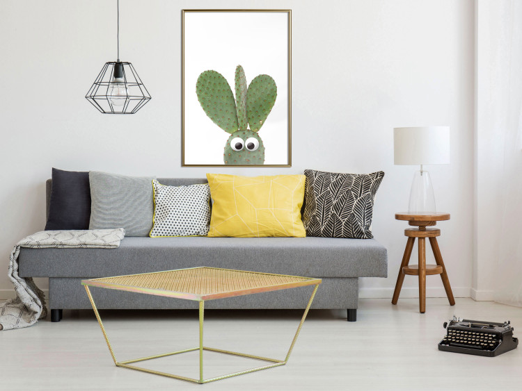 Poster Eared Cactus - funny green plant with eyes on a solid background 116891 additionalImage 8