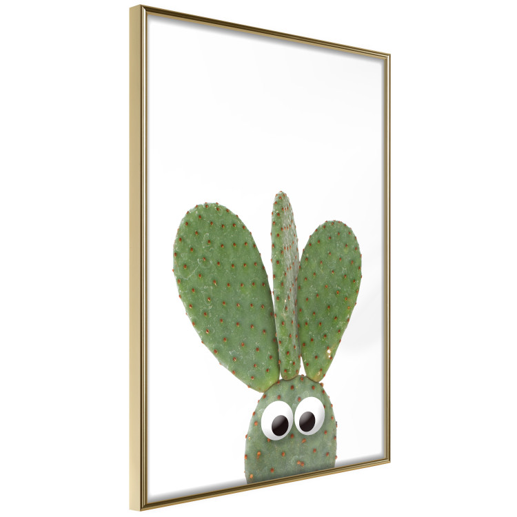 Poster Eared Cactus - funny green plant with eyes on a solid background 116891 additionalImage 12