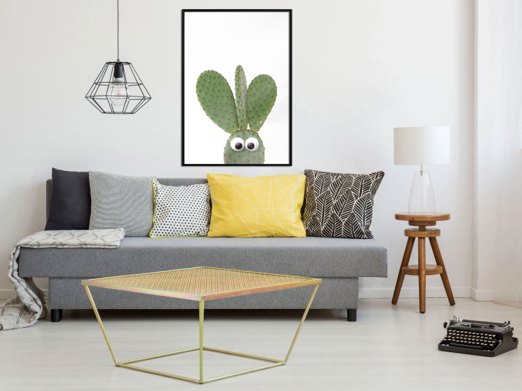 Poster Eared Cactus - funny green plant with eyes on a solid background 116891 additionalImage 6