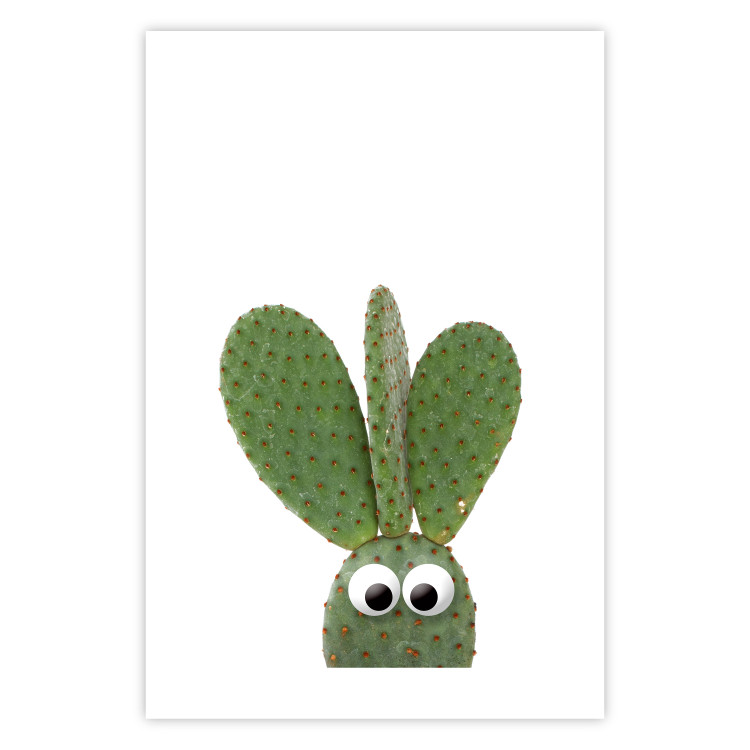 Poster Eared Cactus - funny green plant with eyes on a solid background 116891 additionalImage 25