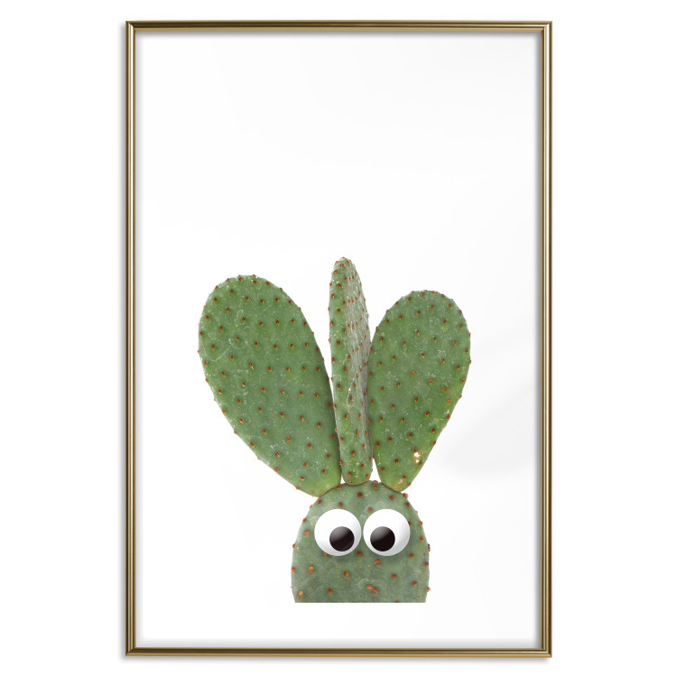 Poster Eared Cactus - funny green plant with eyes on a solid background 116891 additionalImage 16