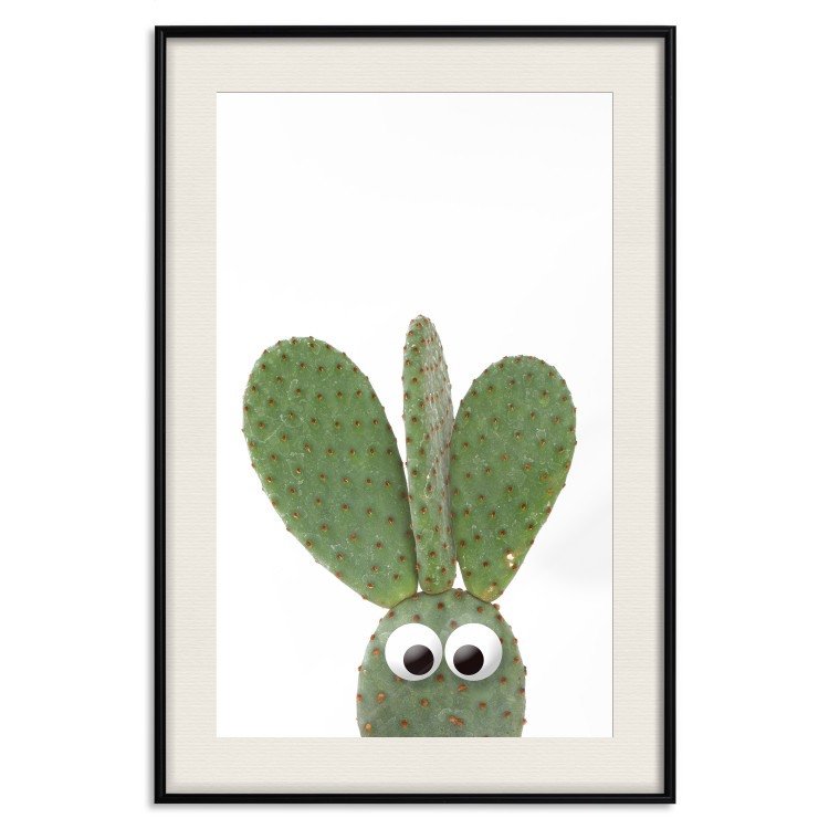 Poster Eared Cactus - funny green plant with eyes on a solid background 116891 additionalImage 18