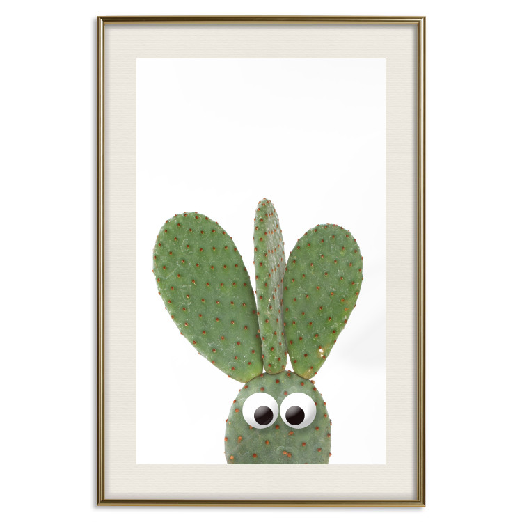 Poster Eared Cactus - funny green plant with eyes on a solid background 116891 additionalImage 19