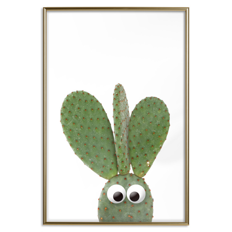 Poster Eared Cactus - funny green plant with eyes on a solid background 116891 additionalImage 20