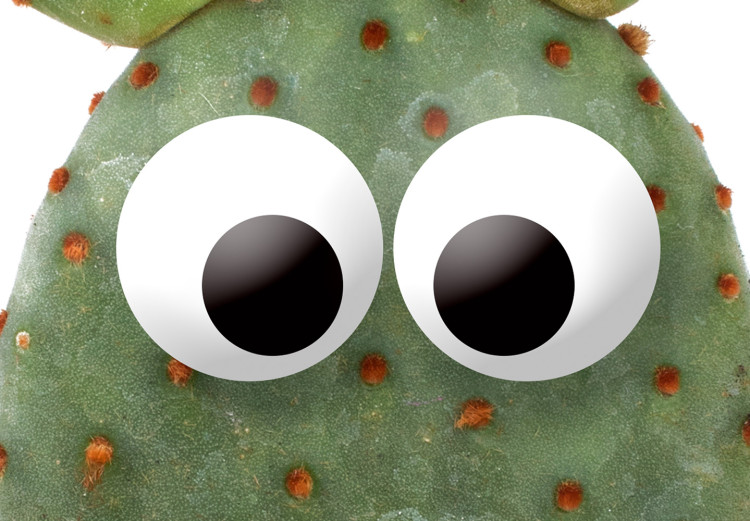 Poster Eared Cactus - funny green plant with eyes on a solid background 116891 additionalImage 2