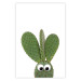 Poster Eared Cactus - funny green plant with eyes on a solid background 116891
