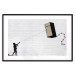 Wall Poster Flying Fridge - Banksy-style graffiti with a boy against a brick background 118791 additionalThumb 15