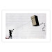 Wall Poster Flying Fridge - Banksy-style graffiti with a boy against a brick background 118791 additionalThumb 19