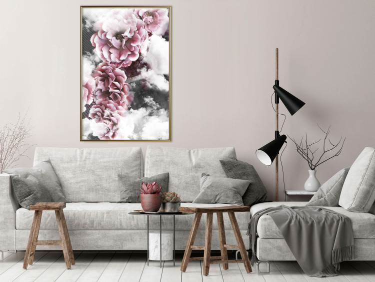Wall Poster Subtlety - pink flowers amidst clouds against the backdrop of city architecture 122791 additionalImage 7