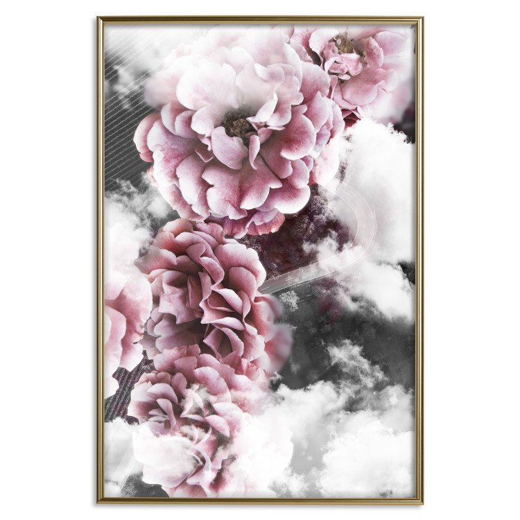 Wall Poster Subtlety - pink flowers amidst clouds against the backdrop of city architecture 122791 additionalImage 17