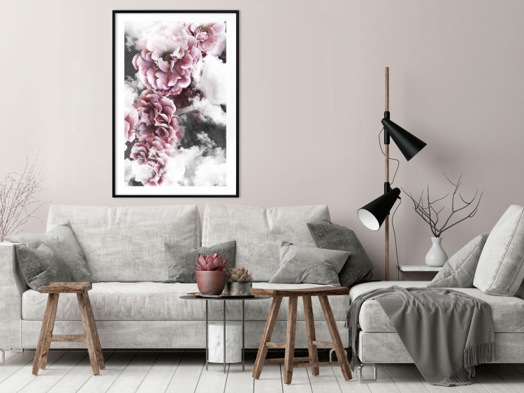 Wall Poster Subtlety - pink flowers amidst clouds against the backdrop of city architecture 122791 additionalImage 6