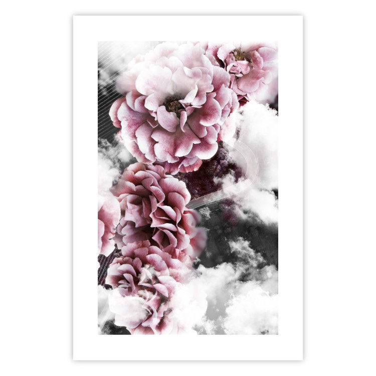 Wall Poster Subtlety - pink flowers amidst clouds against the backdrop of city architecture 122791 additionalImage 15