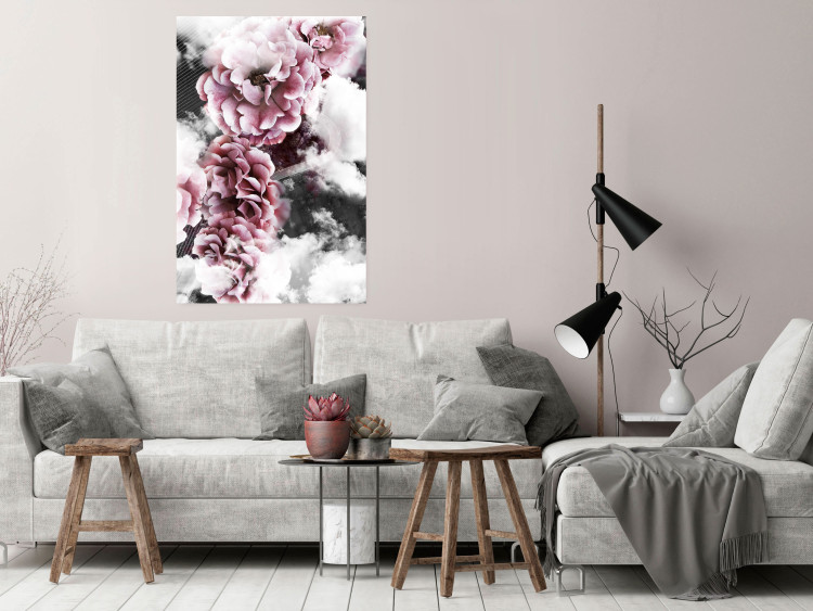 Wall Poster Subtlety - pink flowers amidst clouds against the backdrop of city architecture 122791 additionalImage 21
