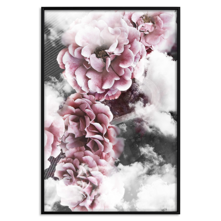 Wall Poster Subtlety - pink flowers amidst clouds against the backdrop of city architecture 122791 additionalImage 19