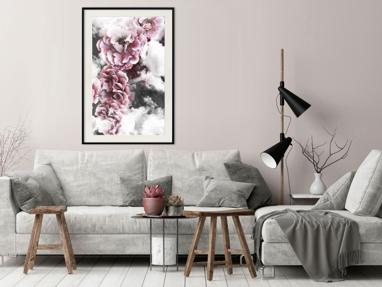 Wall Poster Subtlety - pink flowers amidst clouds against the backdrop of city architecture 122791 additionalImage 22