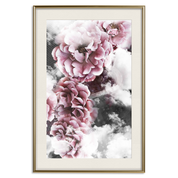 Wall Poster Subtlety - pink flowers amidst clouds against the backdrop of city architecture 122791 additionalImage 24