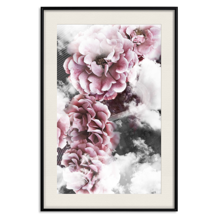 Wall Poster Subtlety - pink flowers amidst clouds against the backdrop of city architecture 122791 additionalImage 25