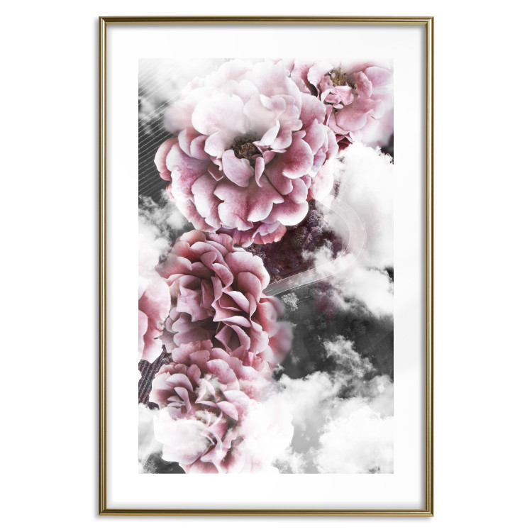 Wall Poster Subtlety - pink flowers amidst clouds against the backdrop of city architecture 122791 additionalImage 27