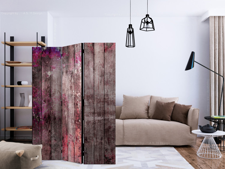 Room Separator Breath of Spring - texture of wooden planks with purple embellishment 122991 additionalImage 4